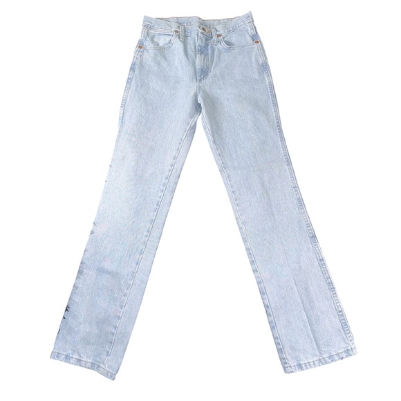 Wrangler Jeans Womens 29x32 Light Wash Blue High Rise Straight Leg Zip Fly - Picture 1 of 9